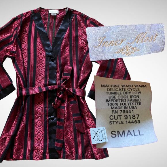 Inner Most Belted Button-up Sheer Pajama Shirt Sz S - Picture 1 of 10